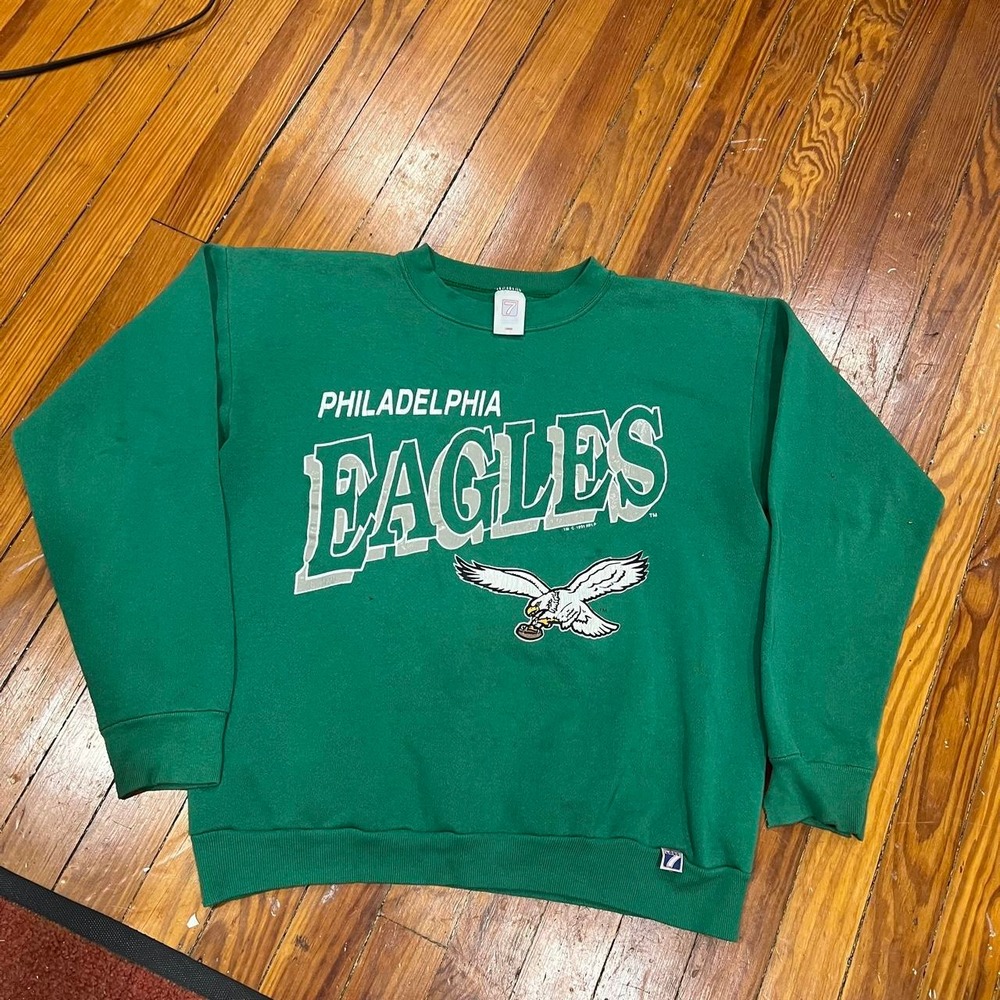 1990s Philadelphia Eagles Logo 7 NFL Kelly Green Sweater size L